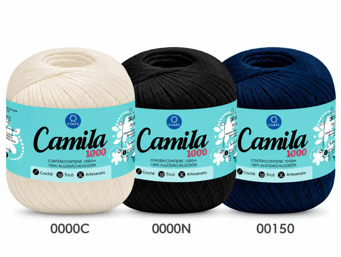 HILO CAMILA NATURAL - MARINO - NEGRO 6 OV X 1000MTS 150GRS