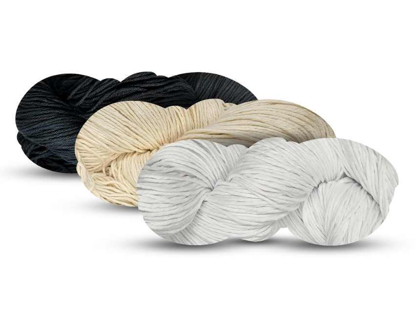 HILO 6 CABOS ALGODON MIA HILADOS COTTON SENSE BLANCO/NEGRO/NATURAL 3 MADEJAS X 150GRS APROX
